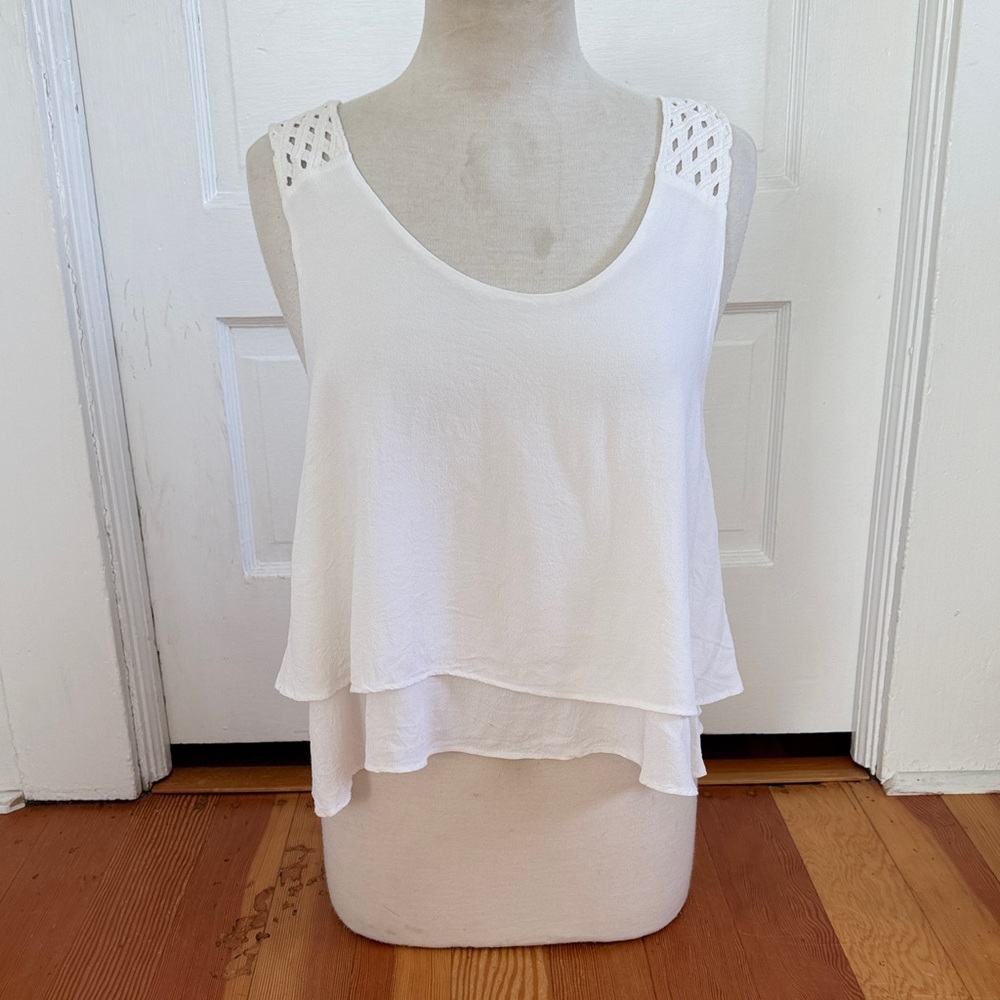 Alythea Layered White Tank‎ Top Large